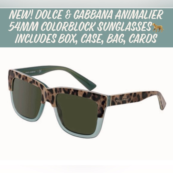 Dolce & Gabbana Accessories - 🎉HP🎉New! Dolce & Gabbana Animalier 54MM Colorblock Sunglasses🐆W/Box,Case,Bag